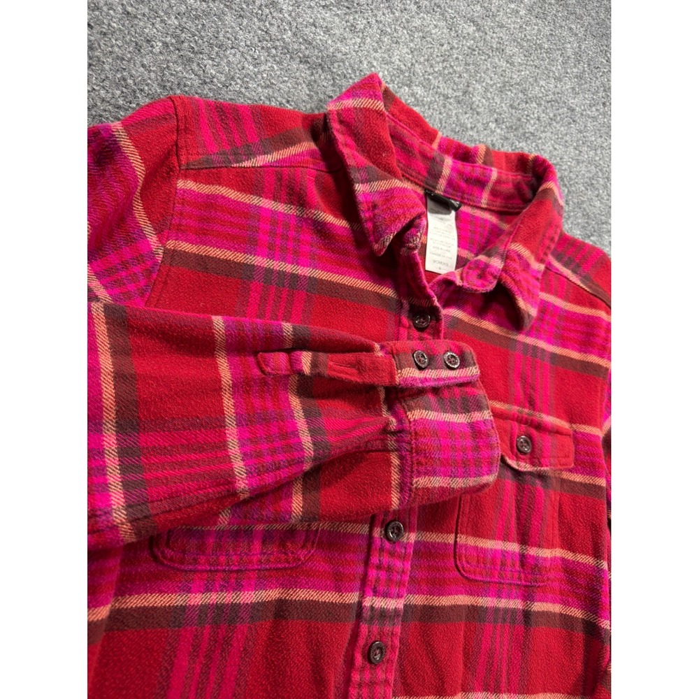 Patagonia Flannel Shirt Womens 6 Red Pink Plaid Organic Cotton Button Down Top